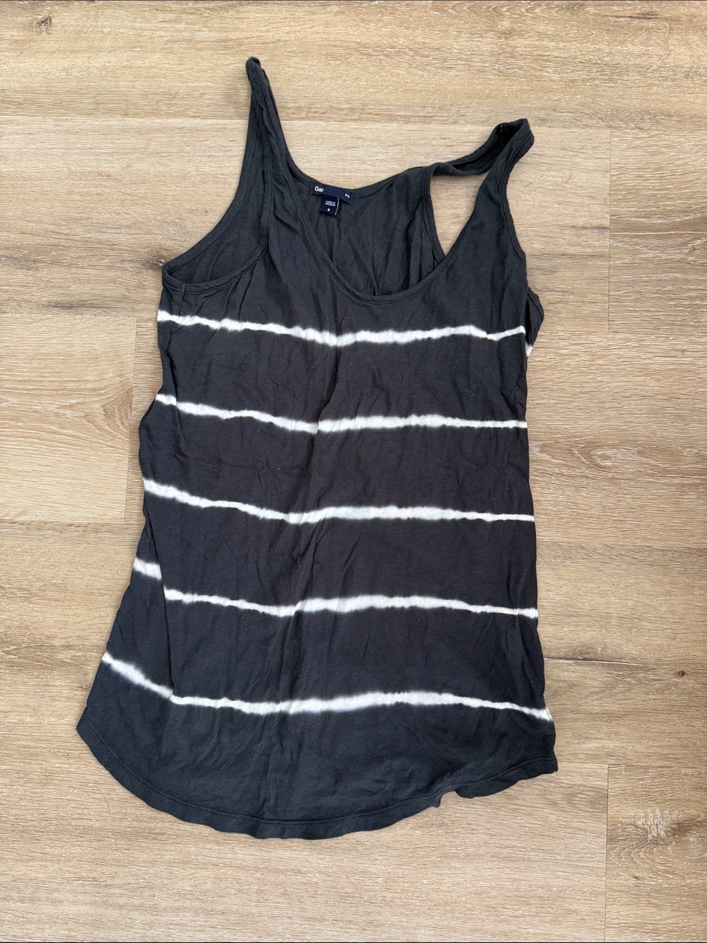 GAP Grey Tank Top with White Horizontal Stripes